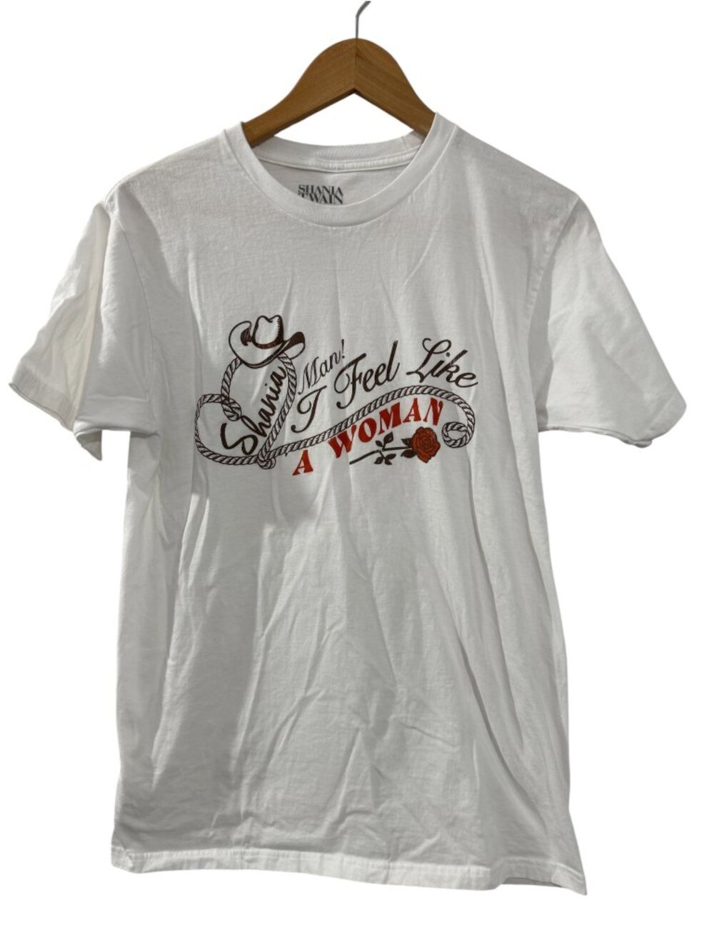 Shania Twain Man I Feel Like A Woman White Graphic T Shirt M